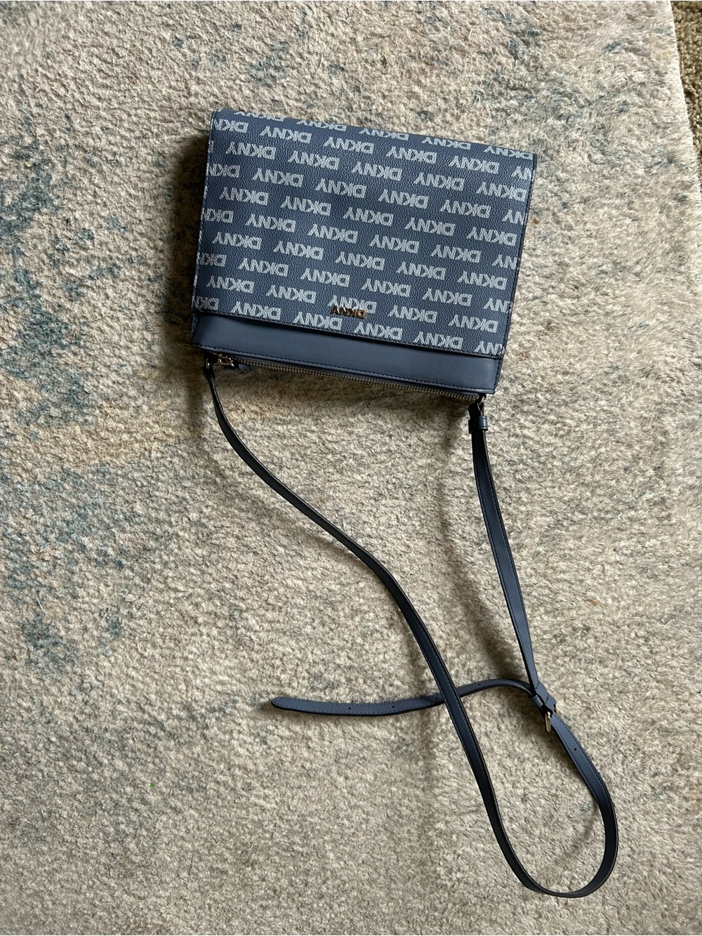 DKNY Navy Monogram Crossbody Bag